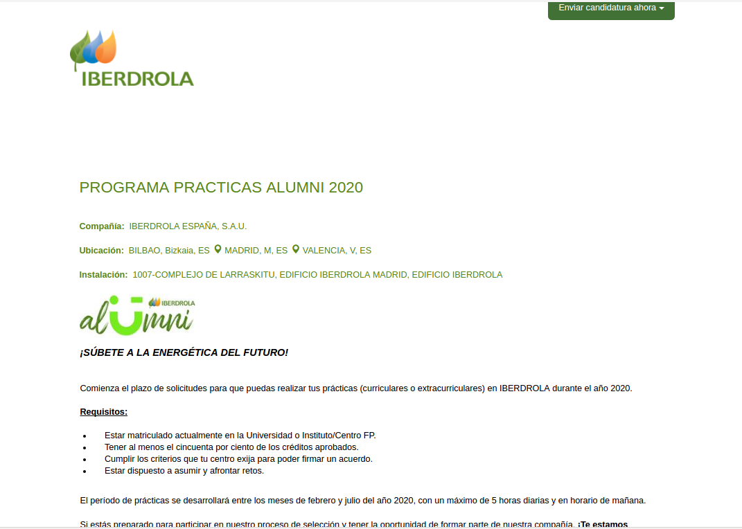 Programa Prácticas Alumni 2020 en Iberdrola!!!